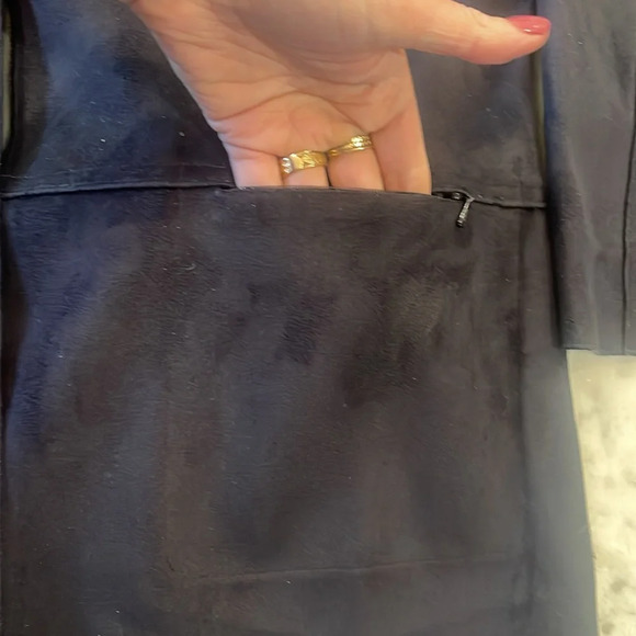 Navy blue and grey reversible suede coat sizes large medium - Picture 2 of 7